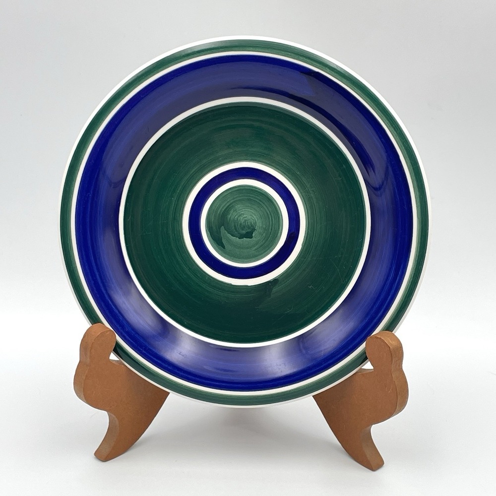 Vintage 1990s Gibson Housewares Oceanside Blue Green Stripe Salad‎ Plate 7.5"